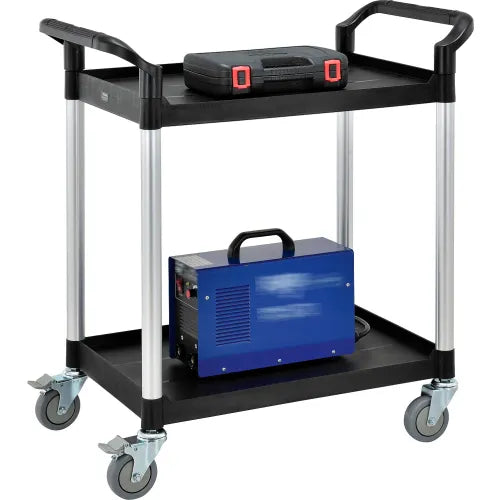 Global Industrial™ Service Cart w/2 Shelves, 440 lb. Capacity, 26"L x 17"W x 37"H, Black