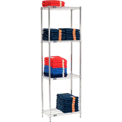 Nexel® 4 Shelf, Chrome Wire Shelving Unit, Starter, 24"W x 14"D x 74"H - PuriLite