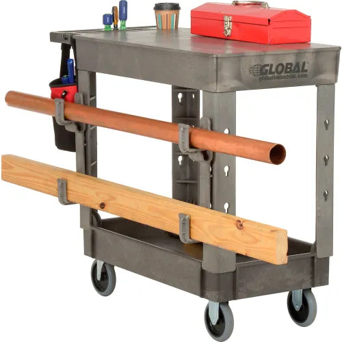 Global Industrial™ Flat Top Utility Cart w/2 Shelves, 38"L x 17-1/2"W x 32-1/2"H, Gray
