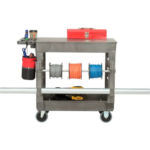 Global Industrial™ Flat Top Utility Cart w/2 Shelves, 38"L x 17-1/2"W x 32-1/2"H, Gray