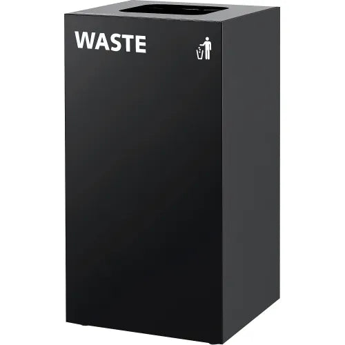 Global Industrial™ Square Recycling/Trash Can with Waste Lid, 36 Gallon, Black