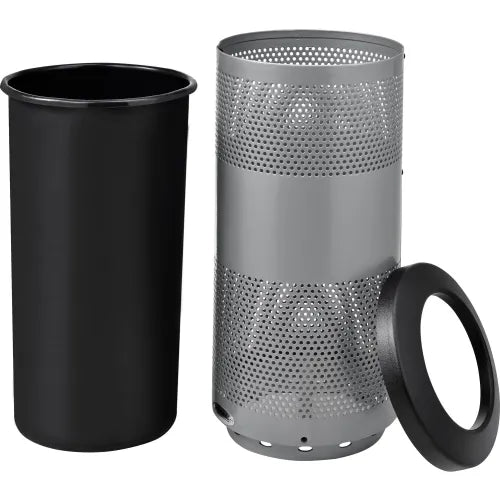 Global Industrial™ Perforated Steel Round Trash Can, 20 Gallon, Gray