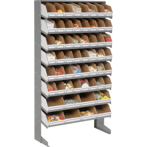 Global Industrial™ Floor Bin Rack - 56 Corrugated White Bins No Print