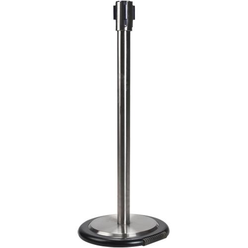 Free-Standing Crowd Control Barrier Receiver Post With Wheels, 35" High, Stainless