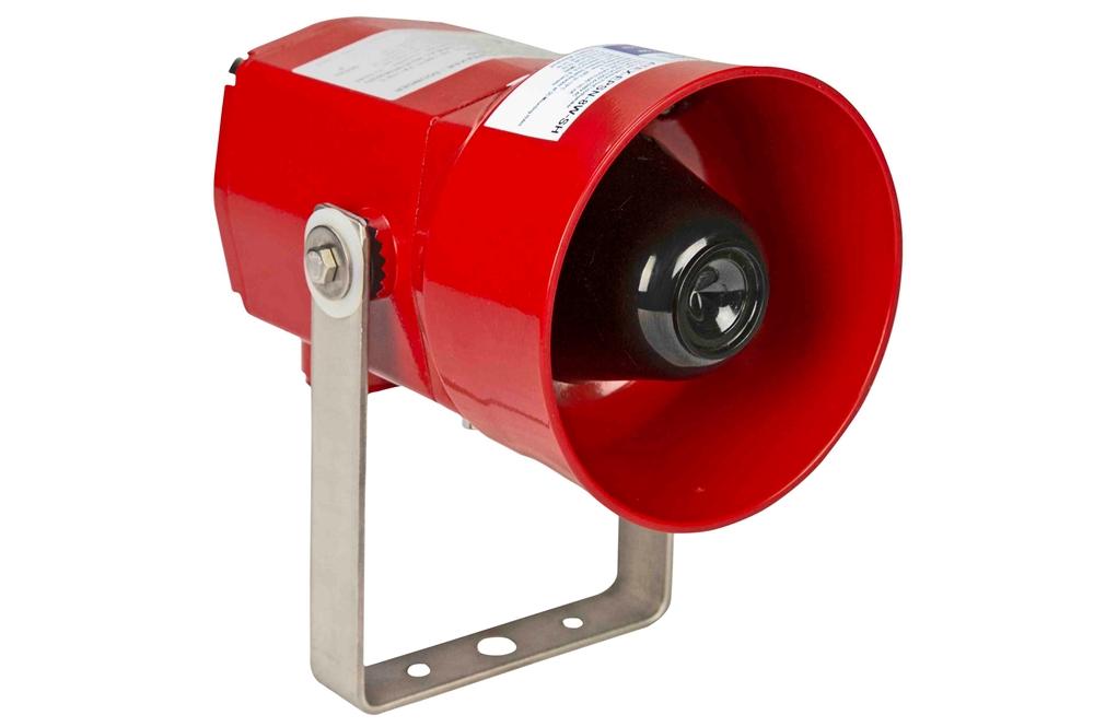 8W Explosion Proof Powered Loudspeaker - Broadcasts Voice/Speech - Short Horn Series IIB - Aluminum Alloy - Bracket Mount - ATEX Rated