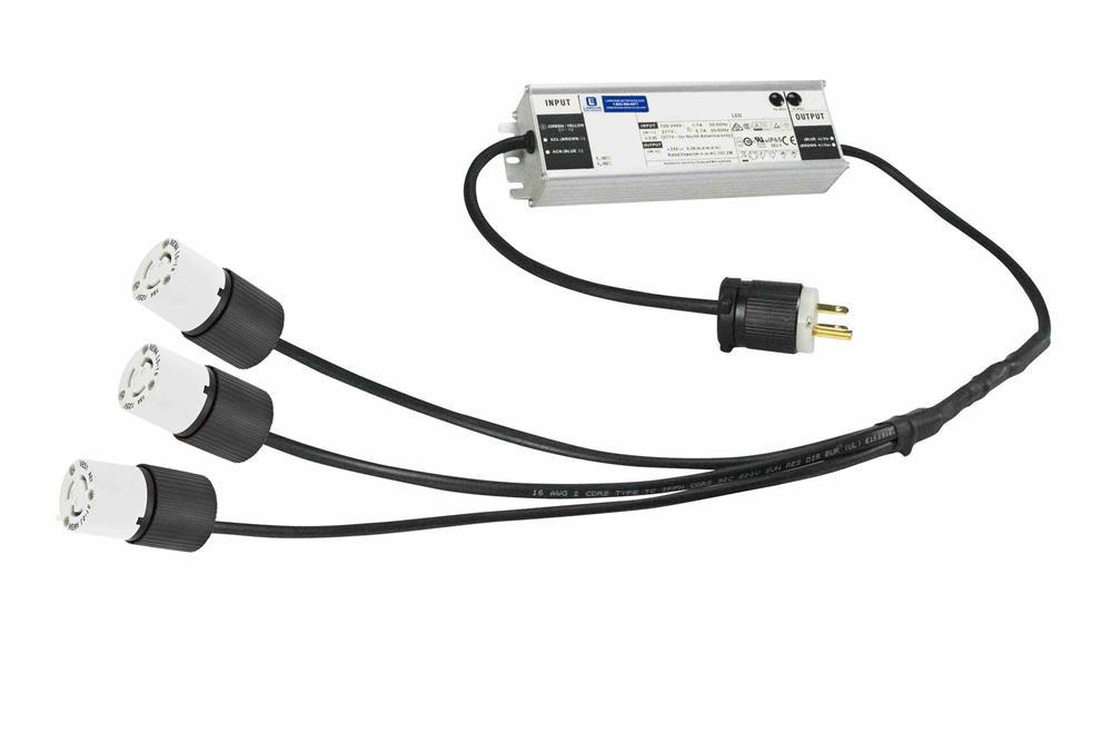 Waterproof Transformer converts 120-277VAC (Wall Outlet) to 12/24 VDC - 11A Max - 3-Way - (3) L5-15C