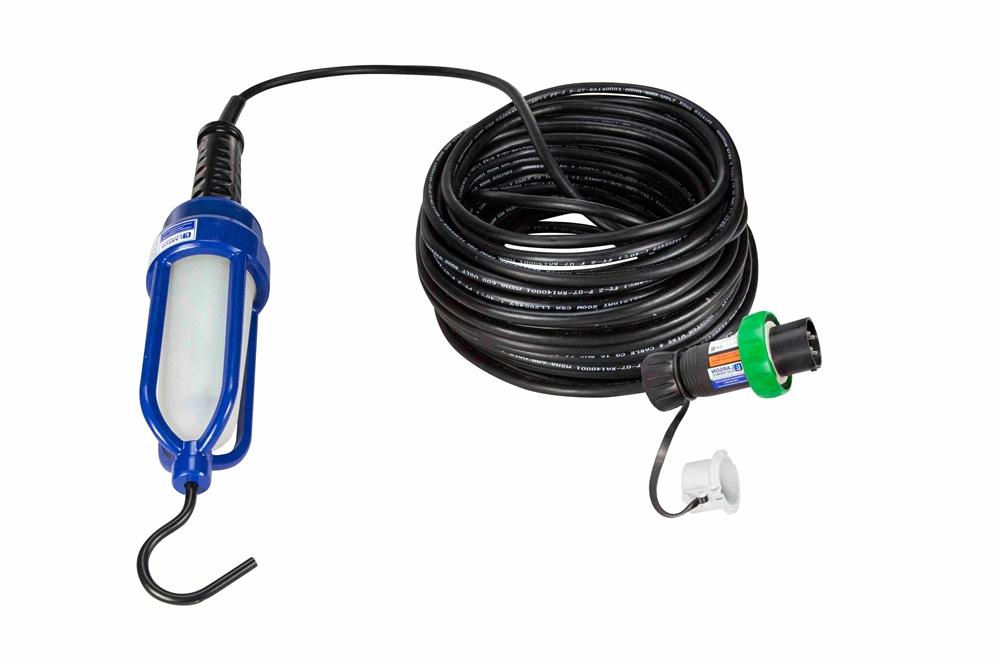 30W Explosion Proof LED Handlamp, 3,000 Lms, 24V, 50ft Cord w/ 16A IEC Ex Cord Cap, ATEX/IEC/NEC/CEC