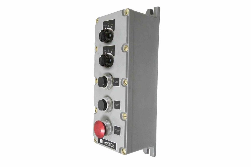 Explosion Proof Control Station - Class I, II, III - (1) 3-pos Switch, (1) E-stop, (1) PB, (2) Pilot Lights - NEMA