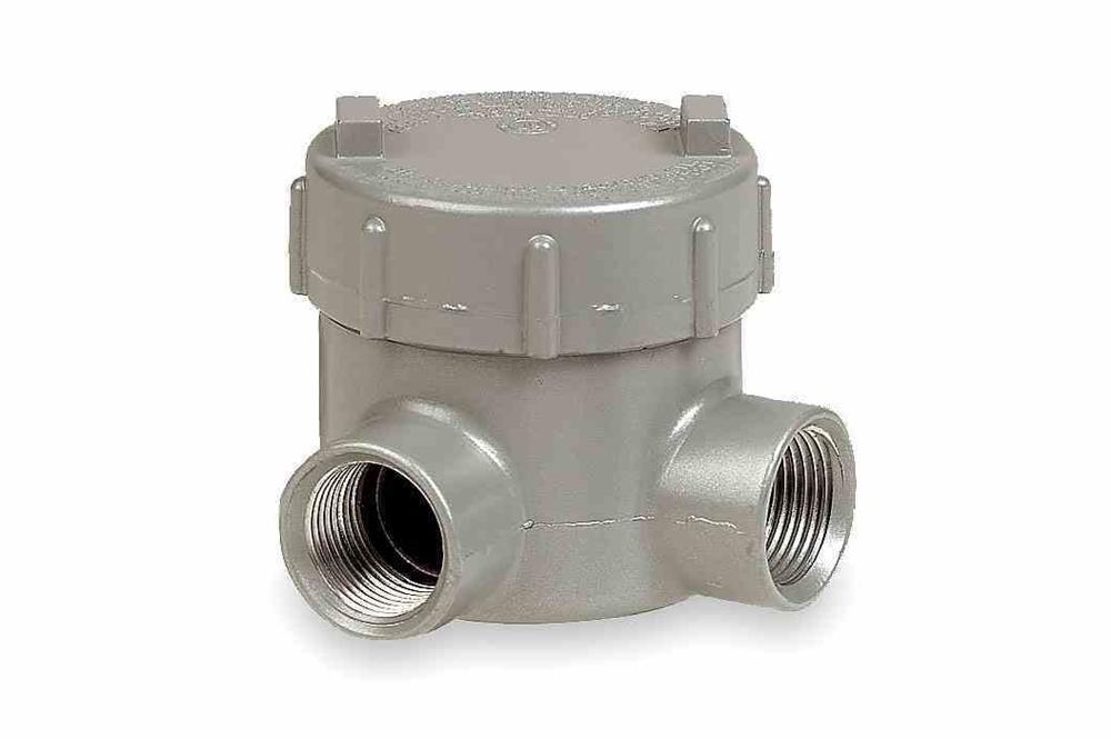 Explosion Proof Junction Box - Class I,II,III - 2-Port, L-shaped Outlet Body w/ Cover - 1" NPT Hubs