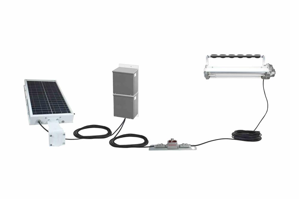 C1D1 Solar Powered Explosion Proof LED Lighting - 2' 2L Fixture - Magnetic Mount - C1D2 Panel