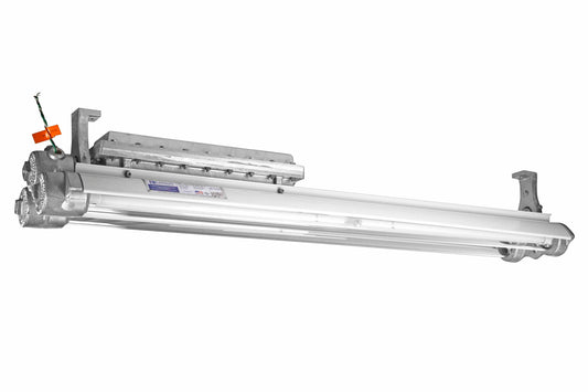 Larson Explosion Proof Fluorescent Lights - Paint Booths, Rigs - 4', 3 Lamp Fixture - Bi-Axial Bulb Design