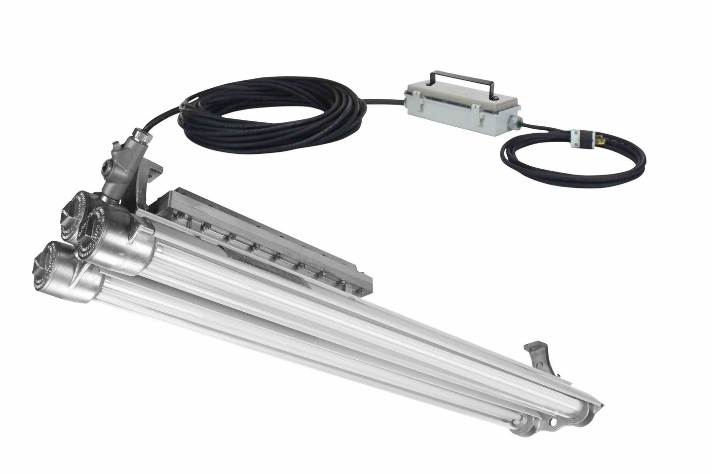 Larson Surface Mount Explosion Proof Fluorescent Lights - 2 Lamp 4 foot - 50' Cord - Stepdown Transformer