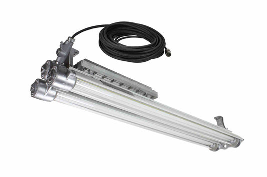 Larson Explosion Proof Light - Waterproof Fluorescent Light Fixture - Paint Spray Booth, Rigs - 4 foot, 2 l - 50ft 16/3 SOOW EXP Cord Cap