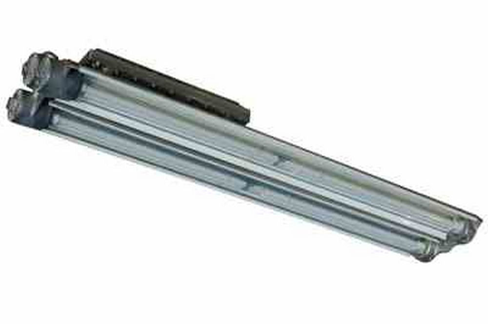 Larson Explosion Proof Fluorescent Light with Emergency Battery Backup - 4' 4 Lamp Fixture - Bi-Axial Bulb