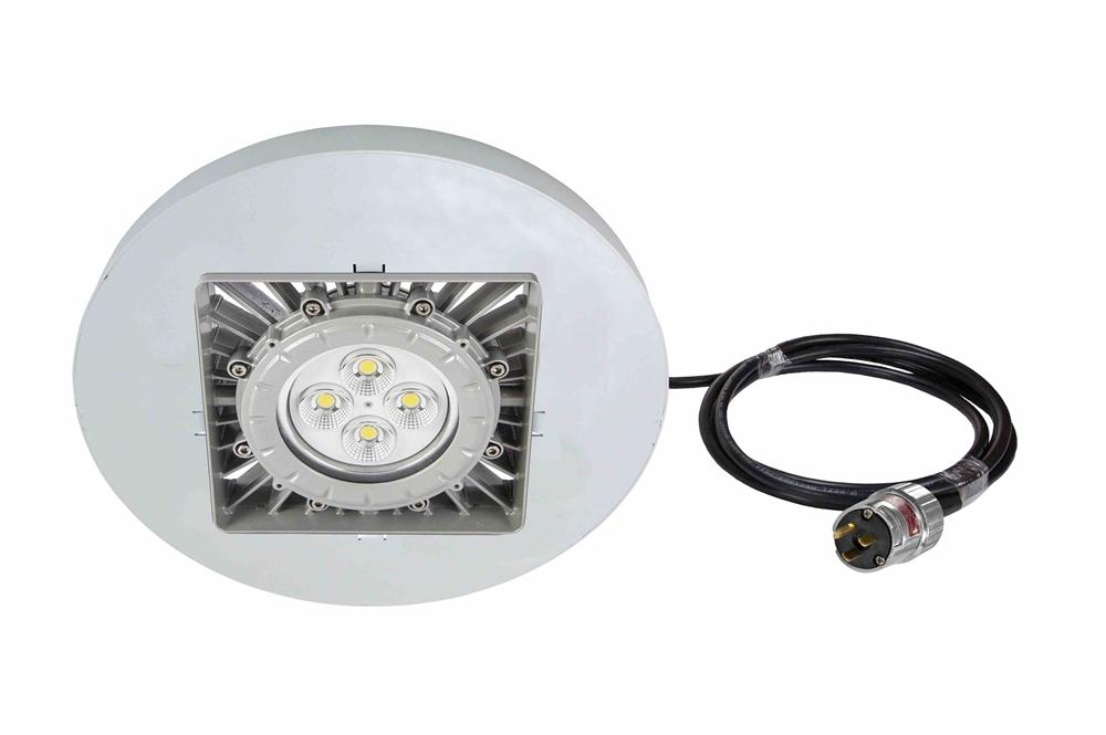 50W C1D1 Explosion Proof Low Bay LED Light Fixture - Round, 7000 lms - 6' SOOW Cord w/ EPP Cord Cap