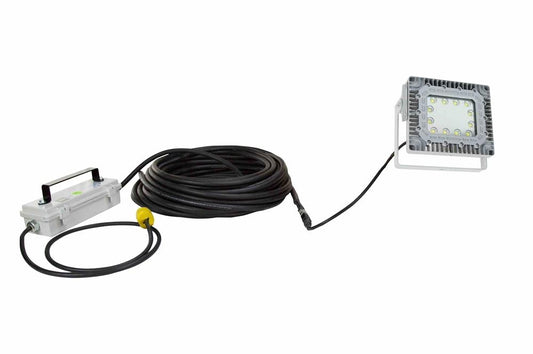 150 Watt Explosion Proof LED Flood Light - Surface Mount - 21,000L - 75' SOOW EXP Plug - Wiring Hub - Inline Transformer