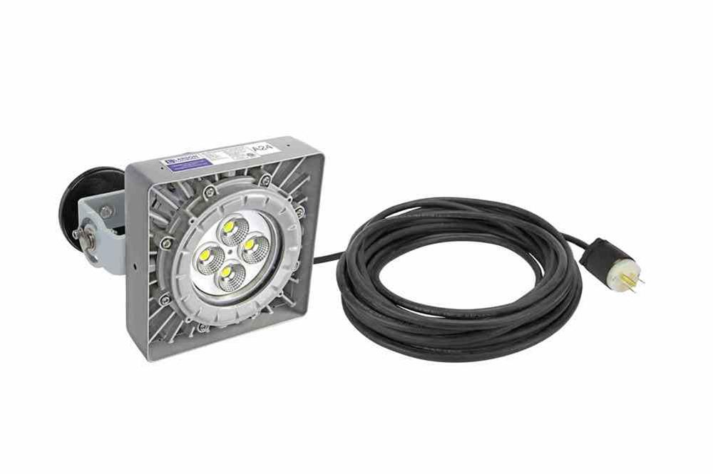 Explosion Proof 50 Watt Low Profile LED Light Fixture - Magnet Mount - Class I Divisions 1 & 2 - 50' 16/3 SOOW Cord w/ General Area Cord Cap