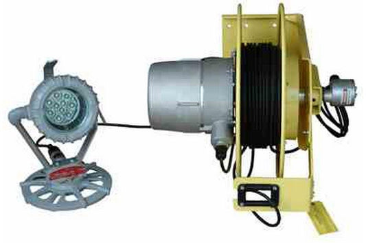 Explosion Proof LED Light with Explosion Proof Cord Reel - 70 Watt LED Bulb - Pedestal Mount