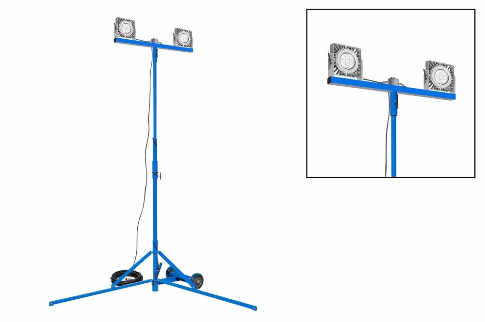 100W Explosion Proof LED Light Tower - Tripod Mount - C1D1 - 30 Meter 16/3 SOOW Cord w/ IEC 60309 EXP Plug