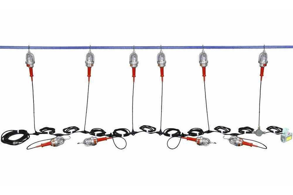 Explosion Proof LED String Lights - 10 lights - Daisy Chain Connection - 12/3 SOOW - 12' Spacing