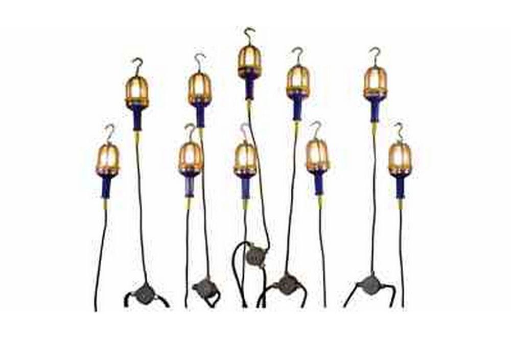 Explosion Proof String Lights - 10 Drop Lights w/ 10 foot whip - Blunt Ends - Class 1/II, Division 1