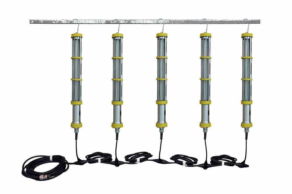 Explosion Proof LED Aluminum String Lights - Class 1 Div 1 - 5 Lights - SOOW Cord - 2' Drop Lights