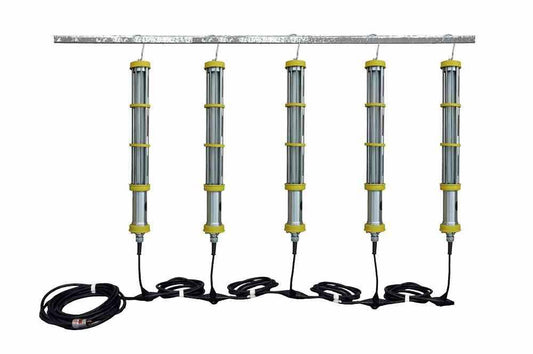 Explosion Proof LED Aluminum String Lights - Class 1 Div 1 - 5 Lights - SOOW Cord - 2' Drop Lights
