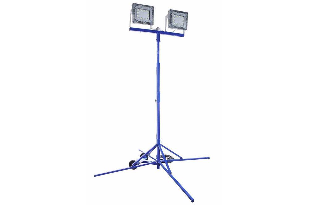 300 Watt Explosion Proof Quadpod Light Tower - Dual LED Light Heads - Group B Hydrogen - 100' Cord