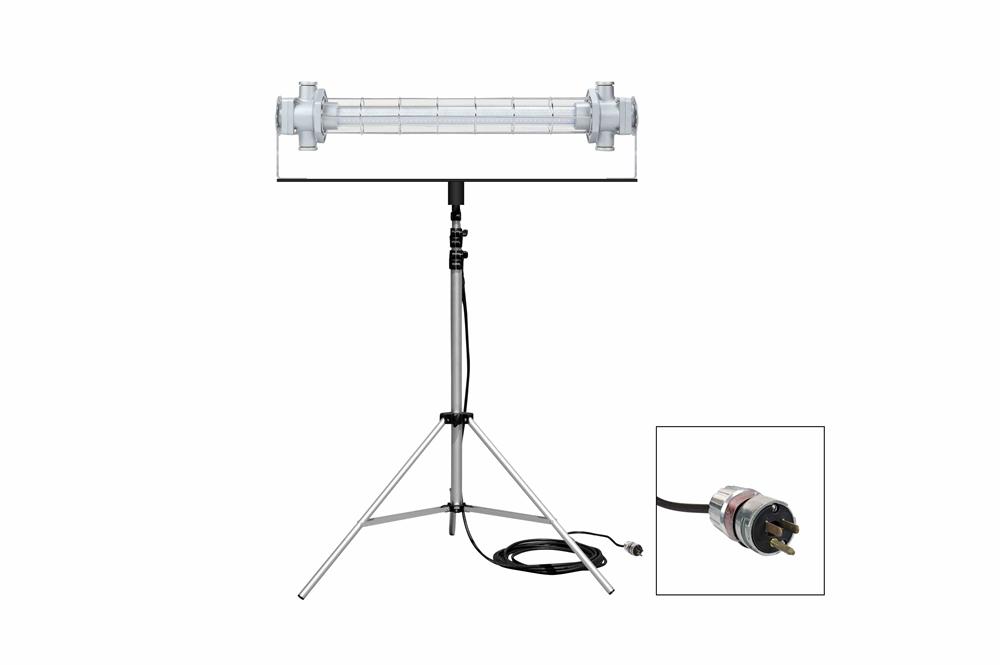 40W Explosion Proof LED Tripod Light - 3.5ft to 10ft - 5,400 lms - 100' Cord w/ EXP Cord Cap