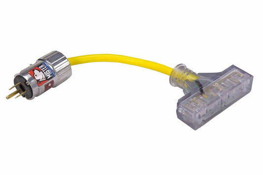 Explosion Proof Plug w/ Tri-Tap Receptacle - 5-15P Cord Cap - 6" 12/3 SOOW - Hot Work Permit