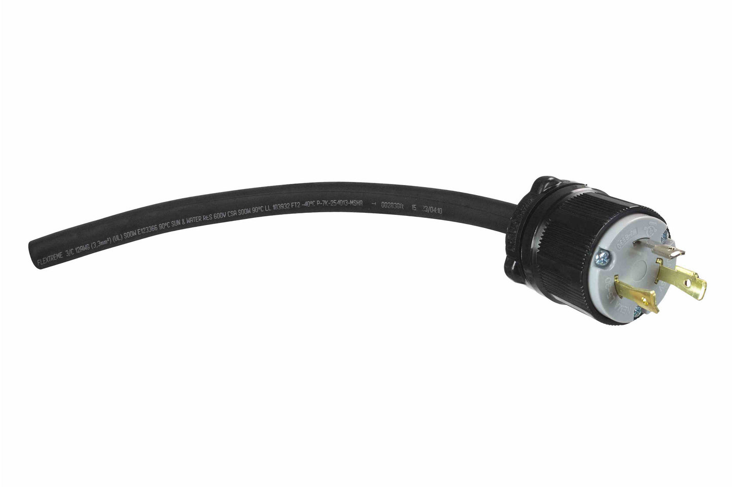 Larson Replacement Industrial Plug - 1' 10/3 SOOW Cord w/ Blunt Cut End - L5-30P Male Cord Cap