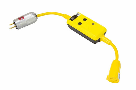 5 meters 12/3 SJTW Line-cord w/ GFCI Protected Outlet - 20 Amp - 5-20P EXP Plug - 5-20R Standard