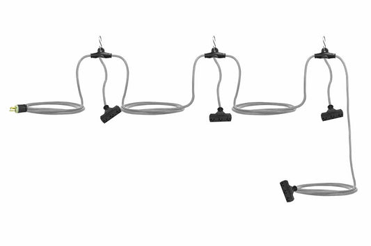 50' Extension Drop Cord - 120V, 20A Continuous Service - (4) Tri-tap Triplex Receptacles- 12/3 SEOOW Cord