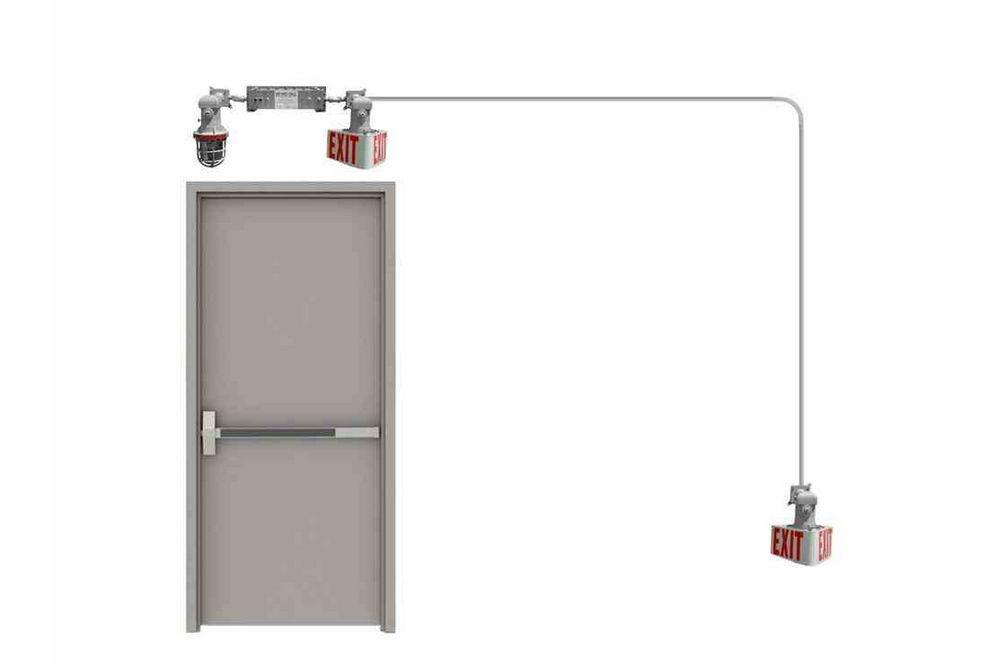 C1D1 Dual Emergency Exit Lighting System - 90 Minutes - Explosion Proof Bug Eyes Exit Sign - 120/277