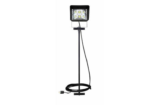 60W Low Profile LED Pole Mount Light w/ Glare Shield - Wide Flood Beam - 5' Pole w/ Mounting Bracket