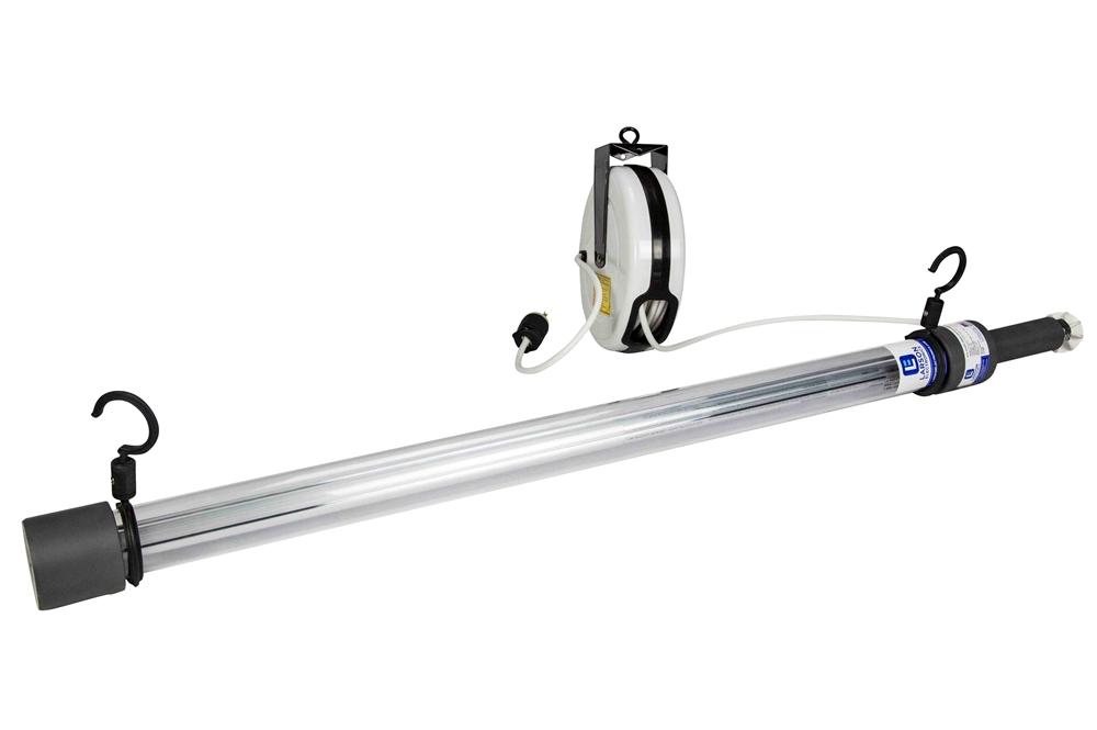 LED Drop Light/Task Light on 30' Cord Reel - 14 Watts - 3' Tube - 120-277V Stepped Down to 24V