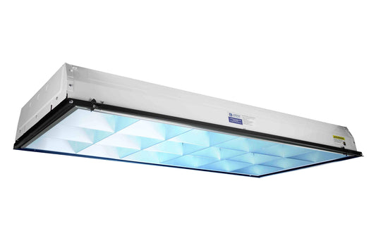 Larson 60W 2X4 Recessed Troffer Mount Germicidal UV-C Fixture - 120/277V AC - (3) T8 Fluorescent Shatterproof Lamps - Kills 99% of Viruses - MS