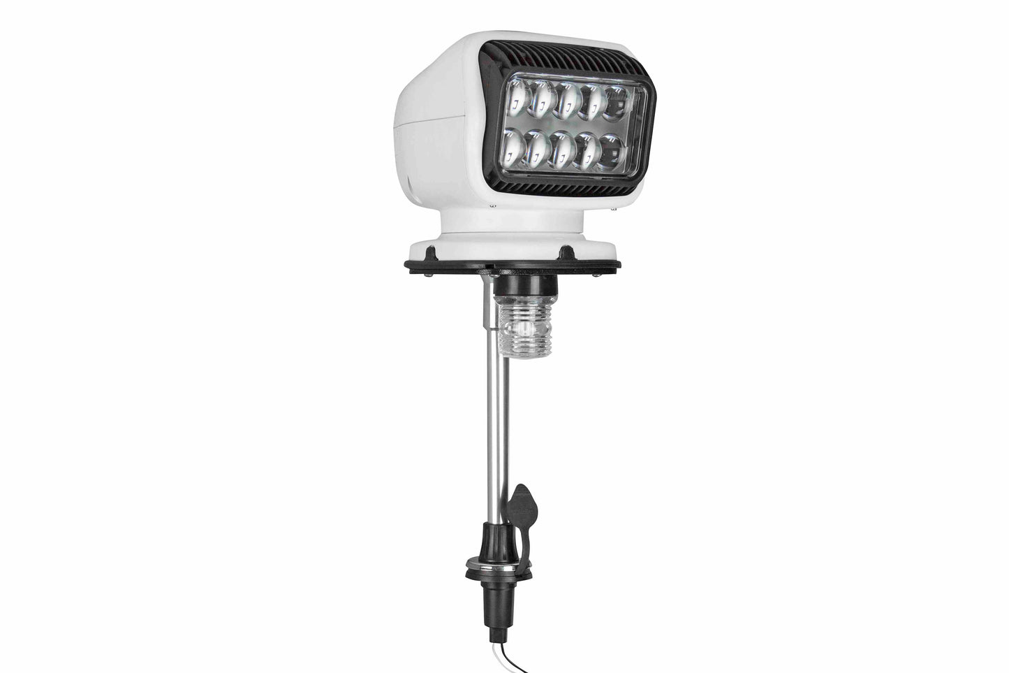 Larson Golight Wireless Remote Control LED Floodlight with Post Mount - Perko Socket - Integrated Anchor Light