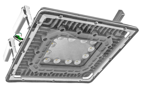 Explosion Proof LED Light, 2X2 Hard Lid Flange, Class 1 Div 1&2, Paint Spray Booth Rated
