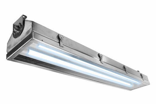 4ft Stainless Steel Ultraviolet Fluorescent Fixture - Hazardous Location Lighting - Glass Lens
