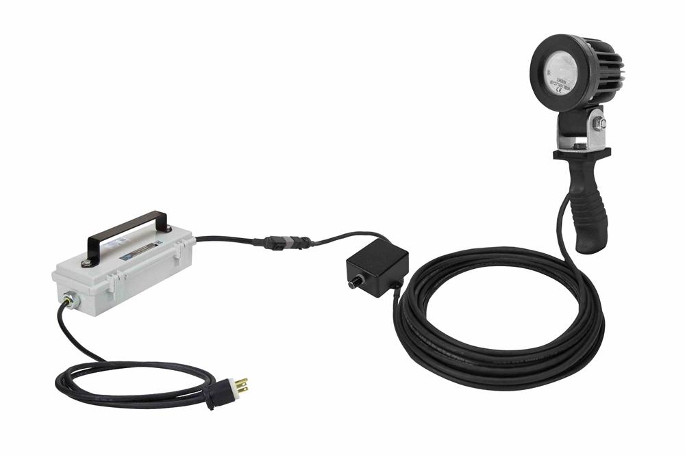 10W Handheld LED Dimmable Spotlight - 120-277VAC - Inline Transformer + On/Off Switch + Dimmer - General Cord Cap