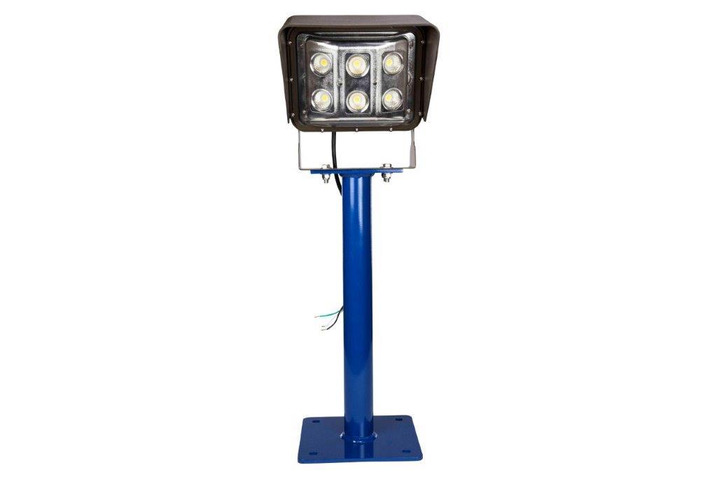 Larson 60W LED Pole Light w/ Glare Shield - Wide Flood Beam - 28.45" Steel Pedestal Pole - Surface Mount