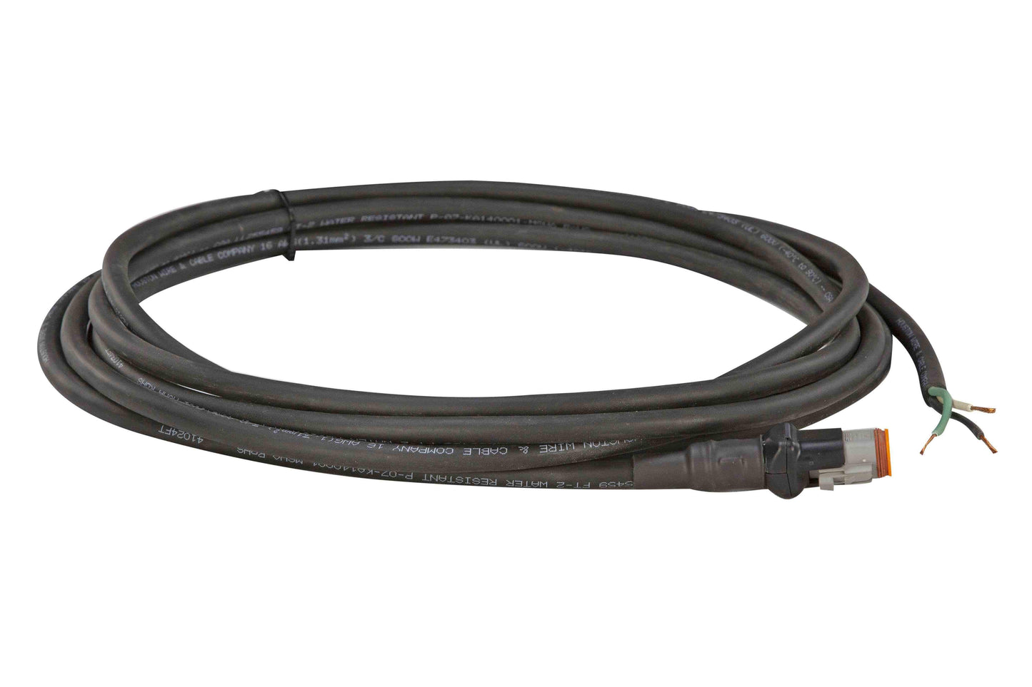 Larson 20 Foot LED Wiring Harness - 3 Conductor SOOW Cord - Male Deutsch Connectors and Flying Leads