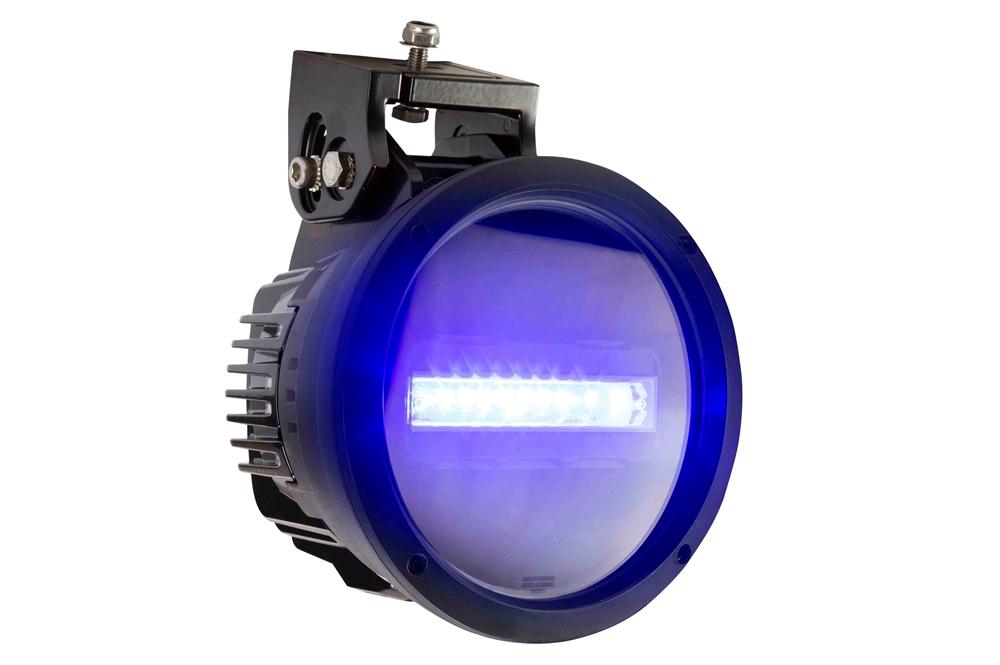 90W High Intensity Pedestrian Warning LED Light - 12-32V DC - 6" x 24" Blue Beam @ 50ft - Crane Operations