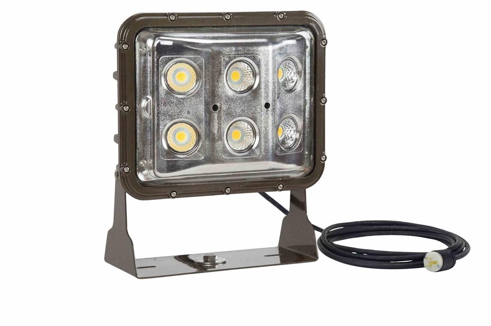 60 Watt LED Low Profile Wall Pack Light With 10 Ft Cord - Trunnion U-Bracket Mount w/ (3) Thru Holes