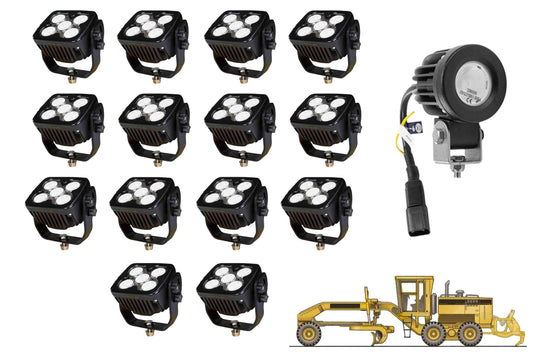 Larson LED Light Package for Caterpillar 16G Grader - LED Retrofit/Fitout  (14) LEDP10W-50E  (1) LEDP10W-