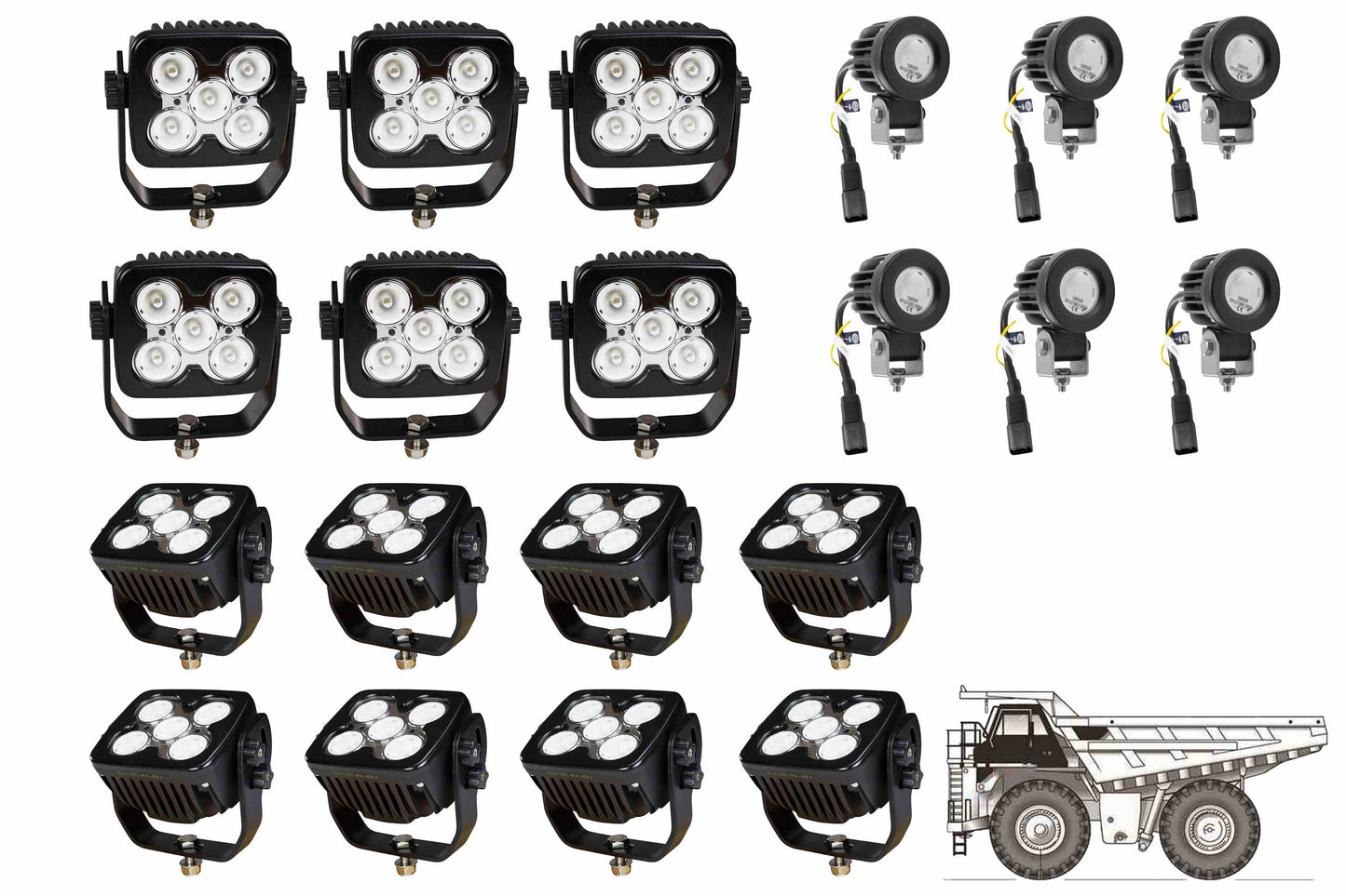 Larson LED Light Package for Caterpillar 785D Dump Truck- LED Retrofit/Fitout (14) LEDP10W-50E (6) LEDP