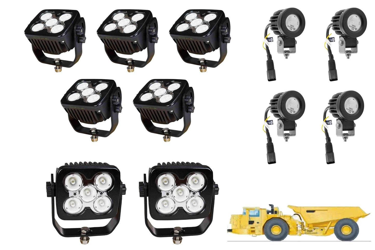 Larson LED Light Package for Caterpillar AD45 Dump Truck - LED Retrofit/Fitout (7) LEDP10W-50E (4) LEDP10