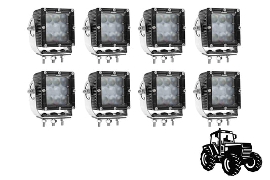 Larson LED Light Package for Case IH 290 Tractor - (8) LEDEQ-3X3-CPR