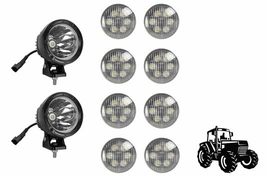 Larson LED Cab Light Upgrade Kit for John Deere 4040 Tractors - (8) LED18W-PAR36 - (2) LED25WRE-CPR
